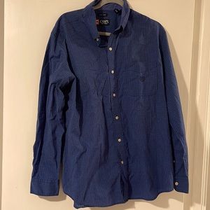 Chaps Easy Care Blue Checked Button Down